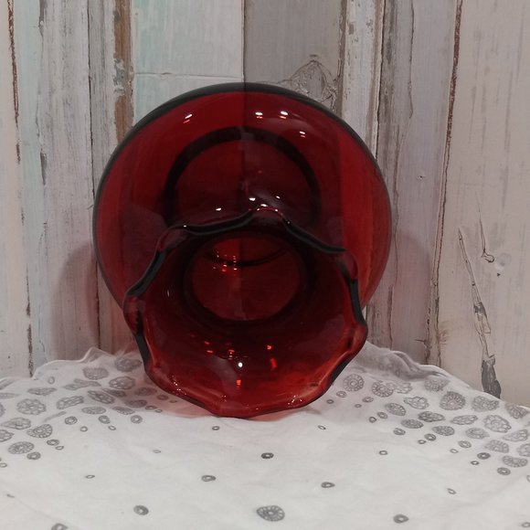 Vintage 50's Anchor Hocking Ruby Red Glass Vase - Picture 3 of 4